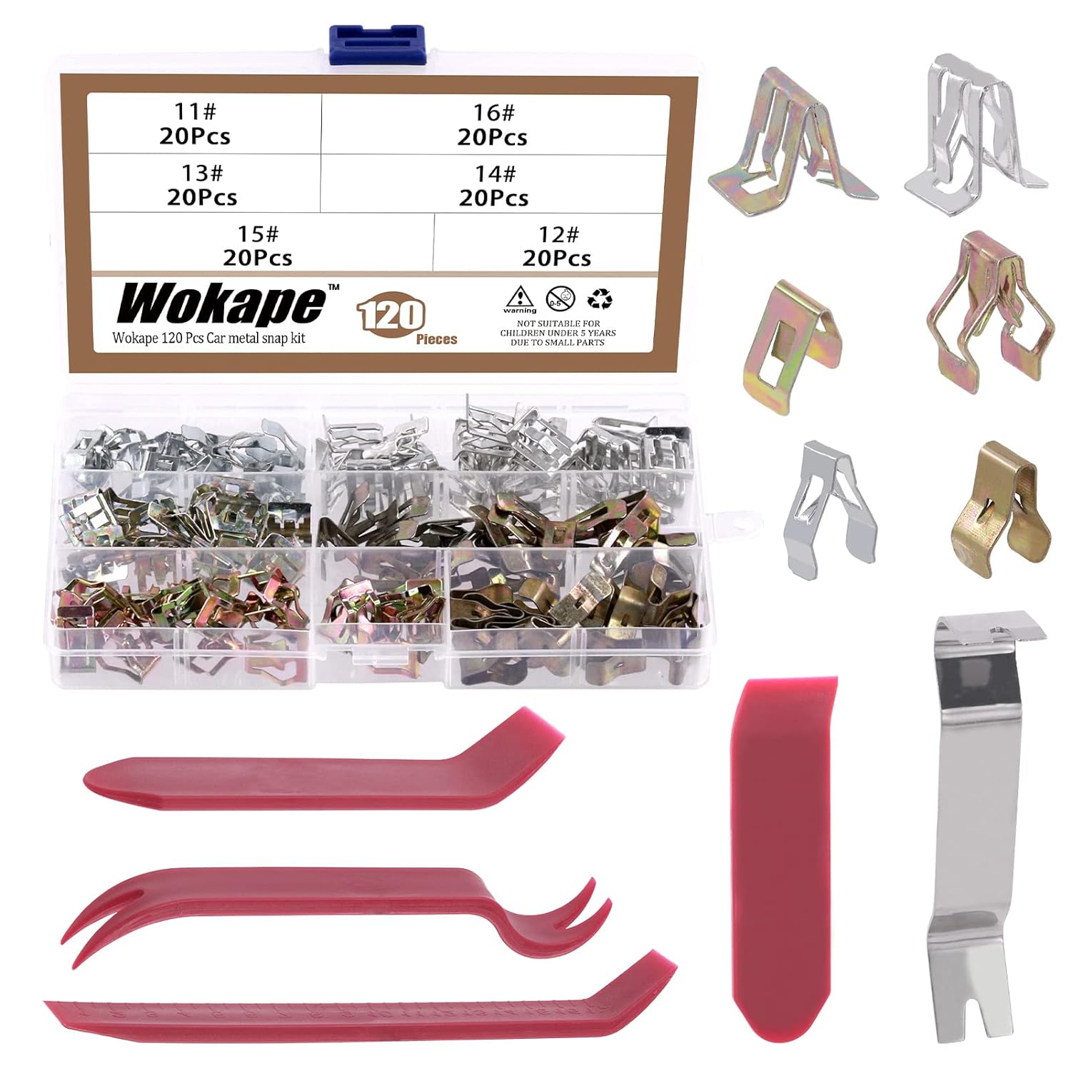 230816043850488_1 Wokape 176Pcs Car Plastic Rivets Metal Retainer Clips Set with Fasteners Remover, Bumper Retainer Clips Car Plastic Rivets Fasteners Push Retainer Kit for GM Ford Mazda Audi Toyota - Image 1
